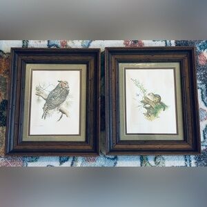 2 Vintage Martin Glen Loates Owl Lithograph Pictures. 11x13 | 1970s | Nature